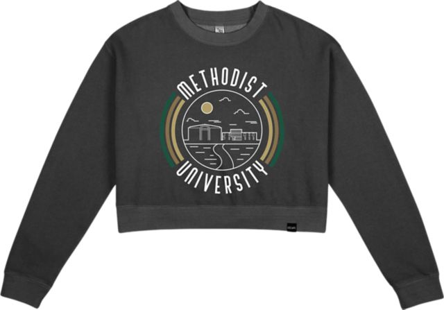 Methodist University Women's Pigment Dyed Crop Fleece Crew - ONLINE ONLY