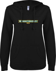 Methodist ENZA Ladies V Notch Raw Edge Fleece Hoodie Mom - ONLINE ONLY