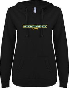 Methodist ENZA Ladies V Notch Raw Edge Fleece Hoodie Alumni - ONLINE ONLY