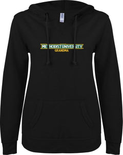 Methodist ENZA Ladies V Notch Raw Edge Fleece Hoodie Grandma - ONLINE ONLY